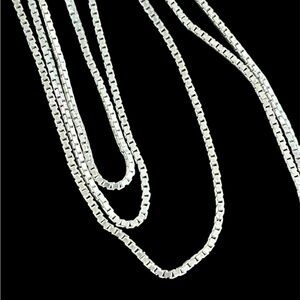 Vintage Sterling Silver 18 Inch Box Chain Necklace SU Italy